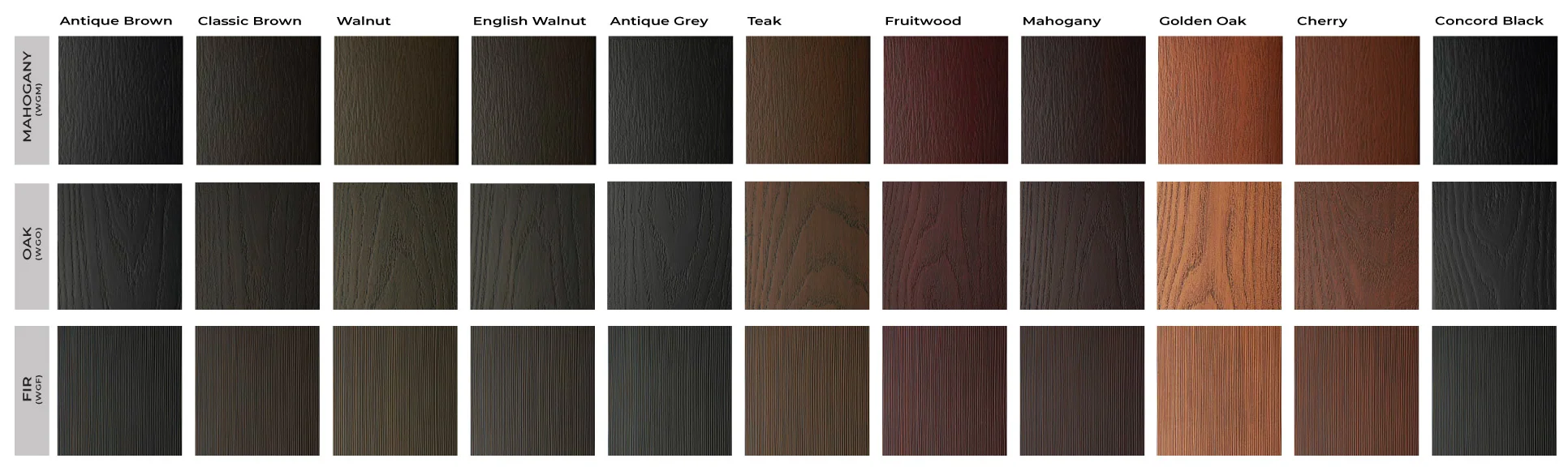 Stain Colour Guide Doors